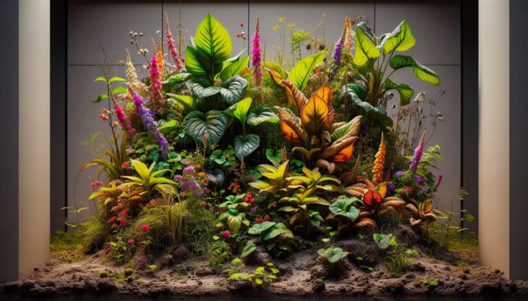 Diverse resilient plants thriving in poor soil conditions
