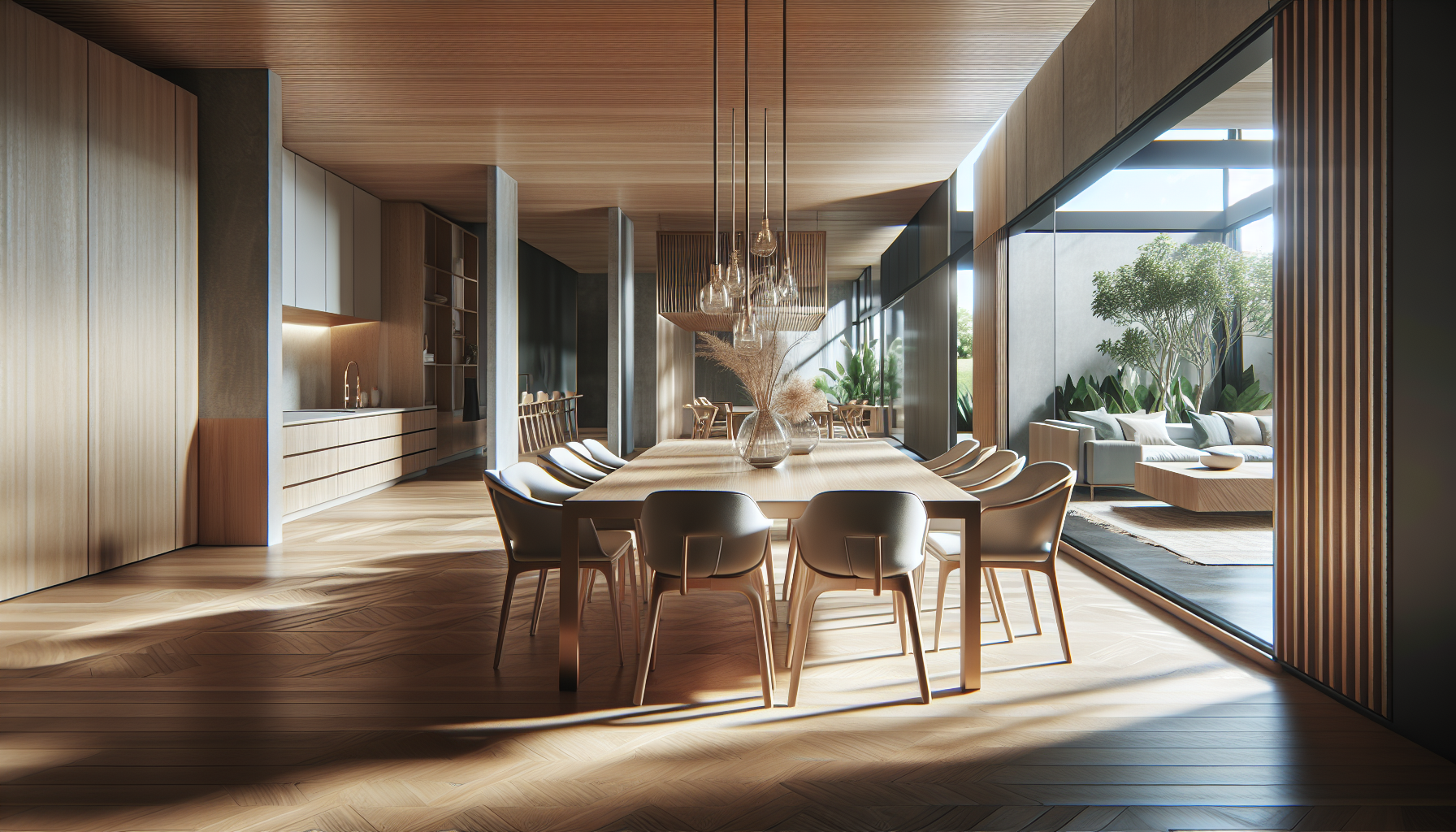 Modern home interior showcasing a broken floor plan design
