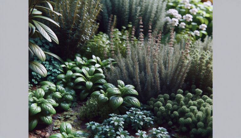 Colorful perennial herbs thriving in a garden setting