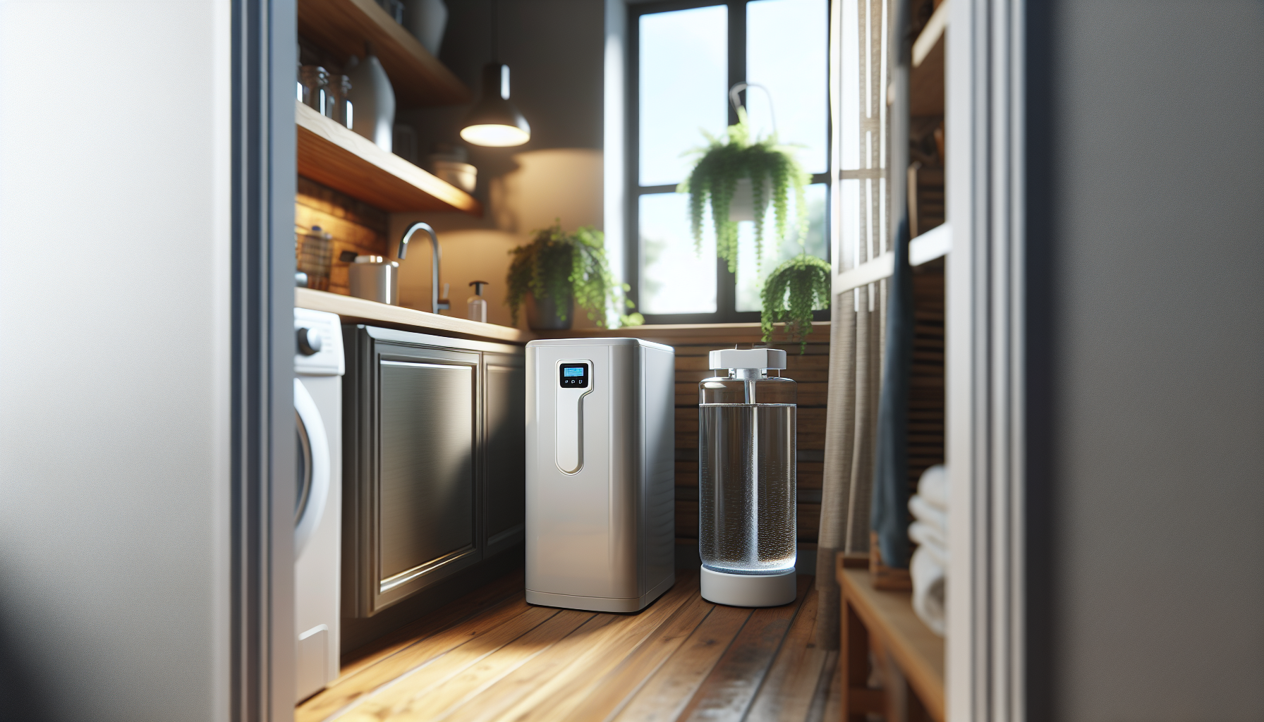 Water softener system installed in a home