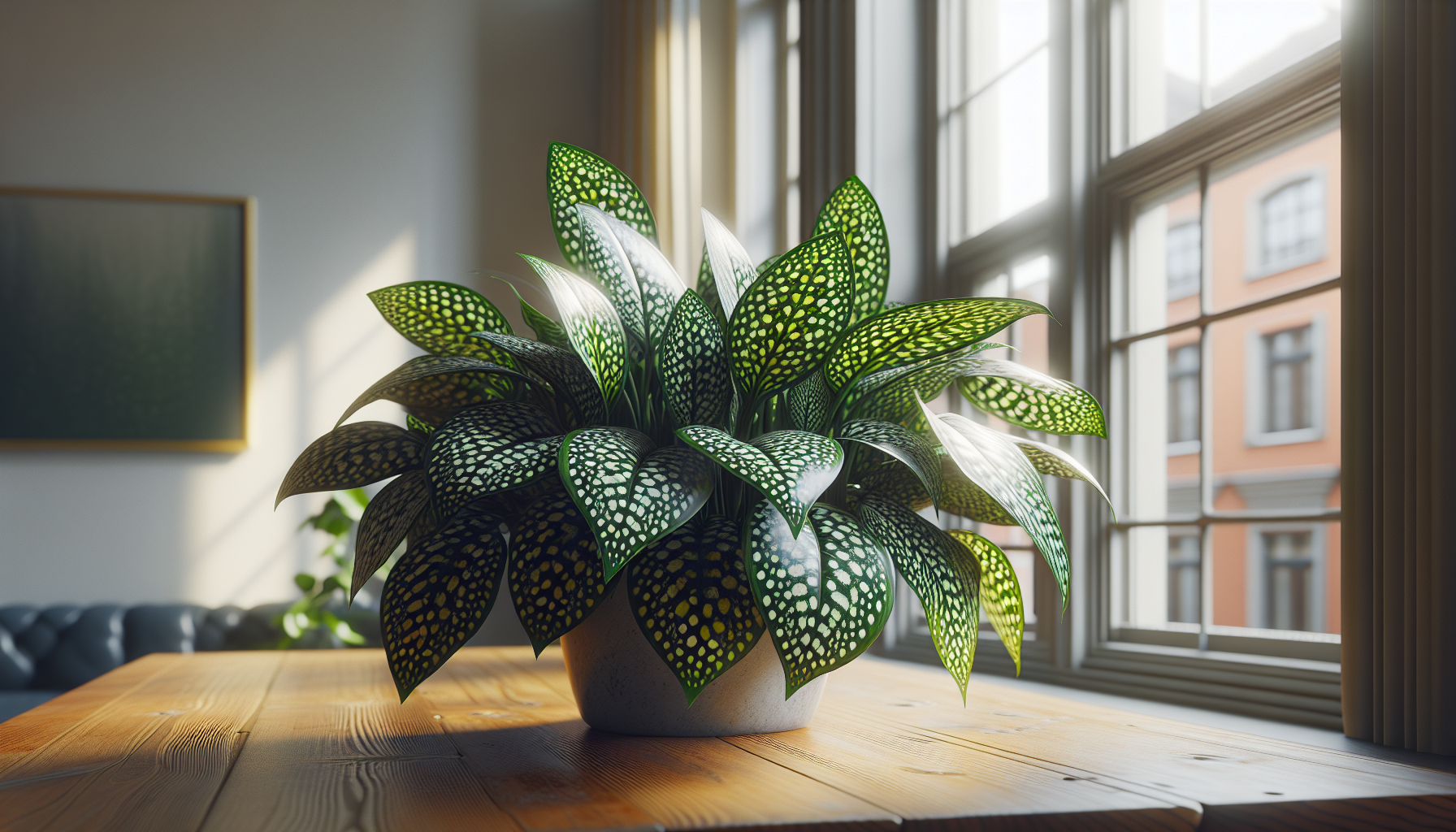 Polka dot plant with vibrant leaves in a pot