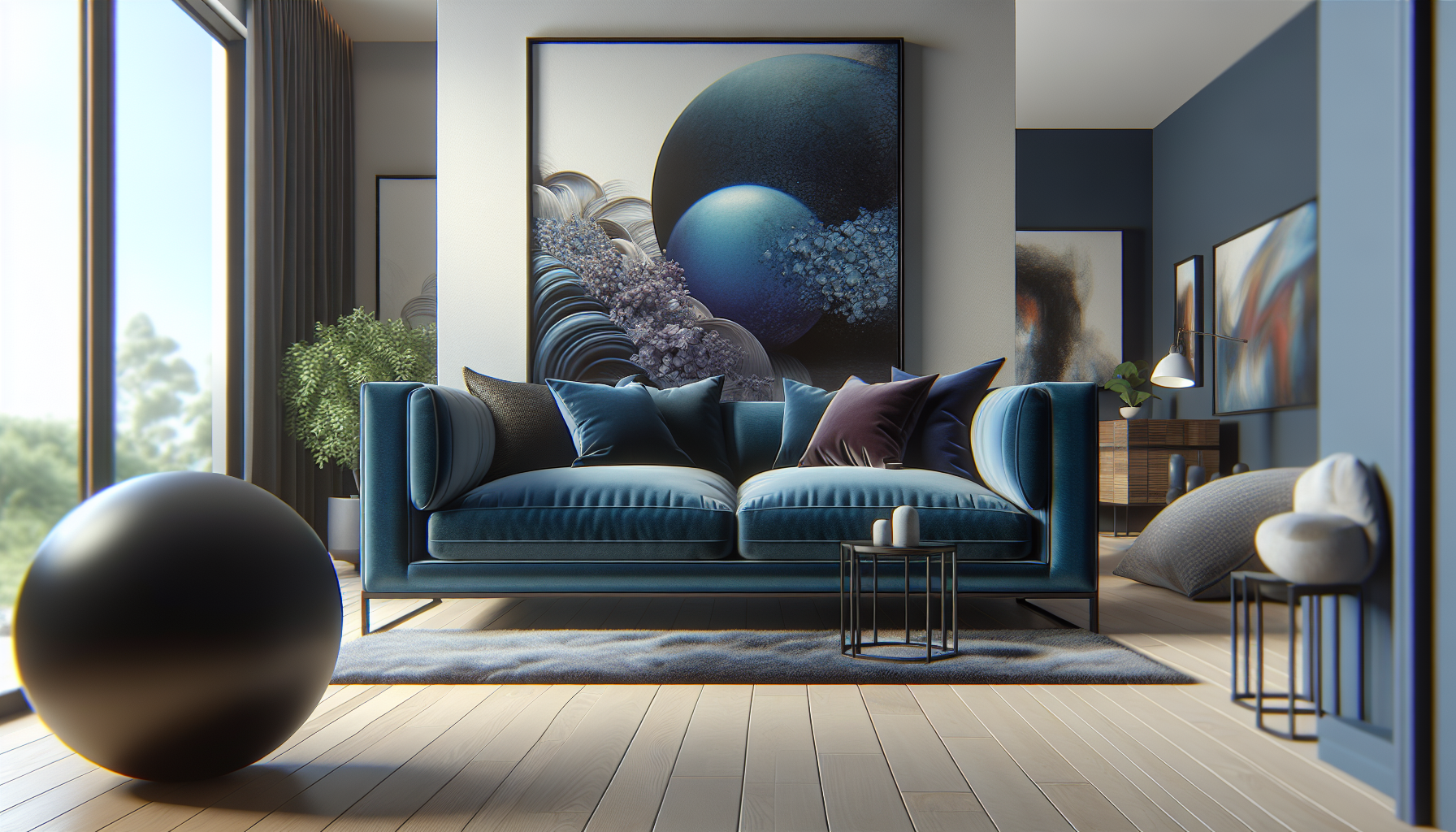 Vibrant furniture pieces enhancing a modern living space