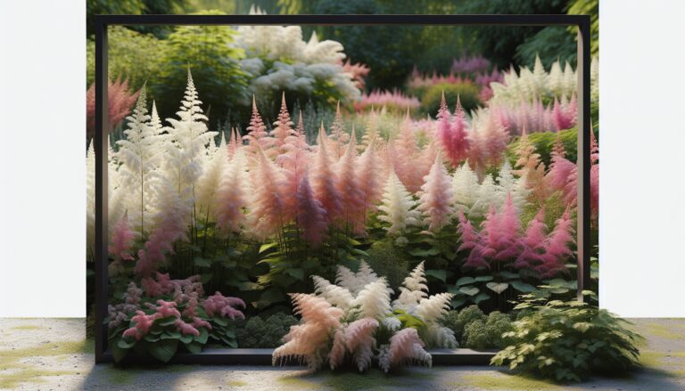 Beautiful garden with astilbes and companion plants