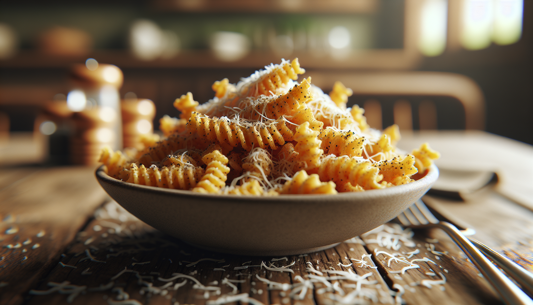 Crispy Cacio e Pepe served on a plate