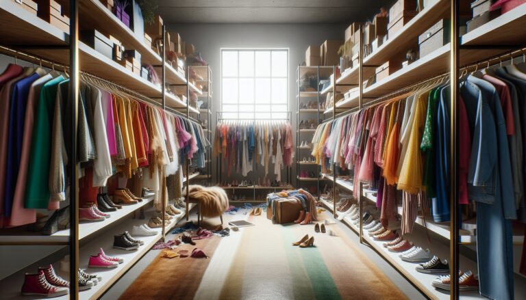 A cluttered closet needing organization and decluttering