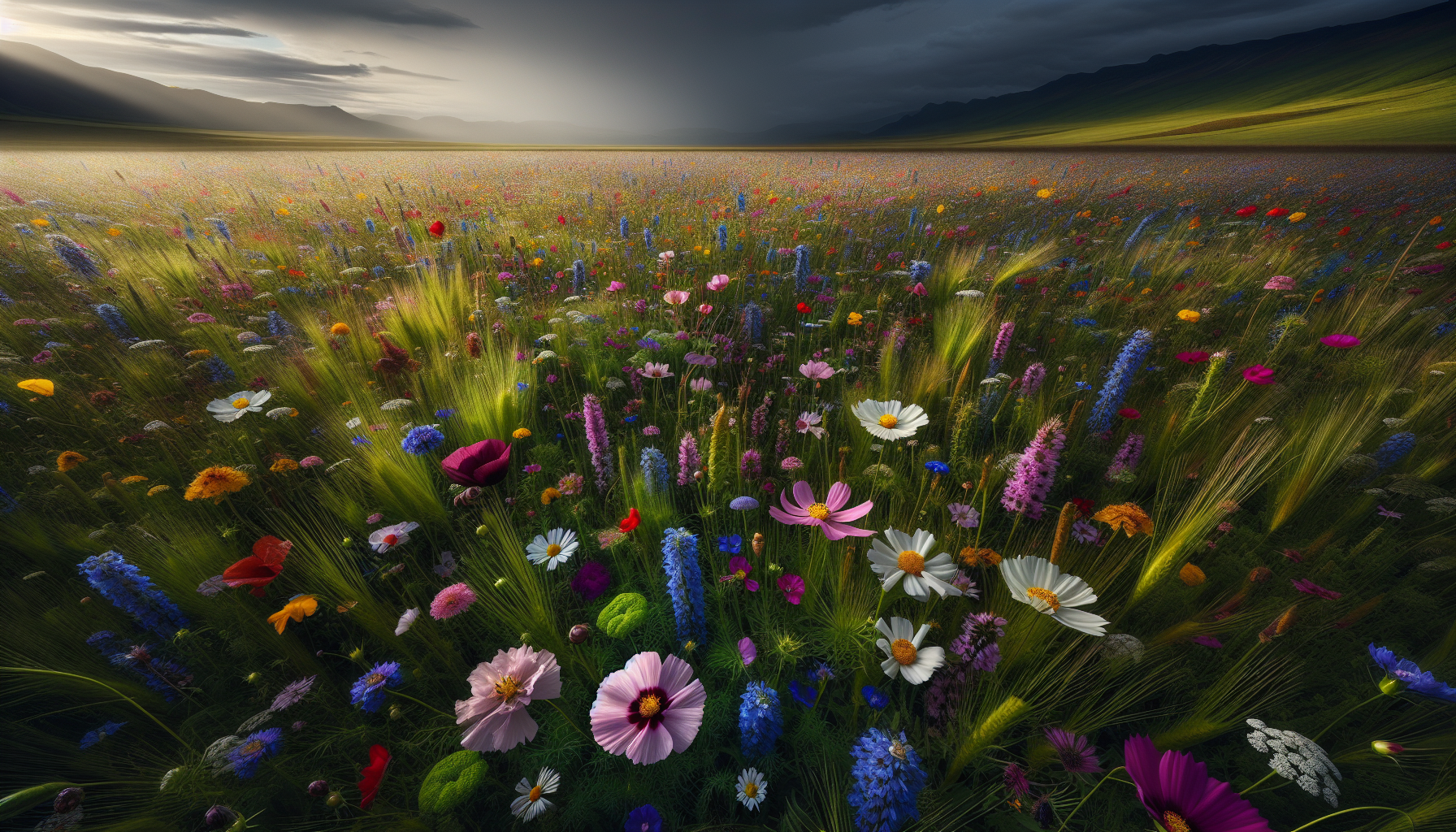 Vibrant wildflowers blooming in a sunny garden
