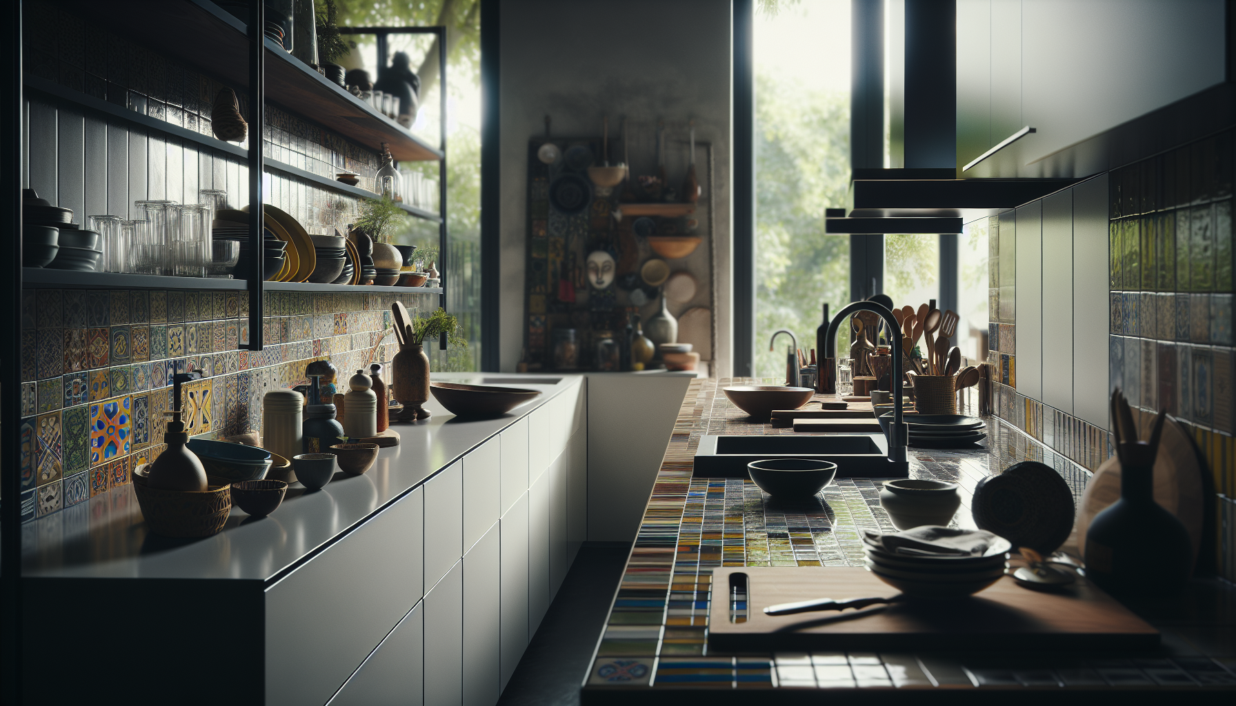 A beautifully designed eclectic kitchen with unique styles