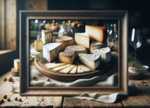 Beautifully arranged cheese board with various cheeses