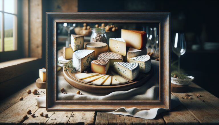 Beautifully arranged cheese board with various cheeses