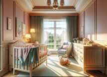 Colorful gender-neutral nursery with toys and decor