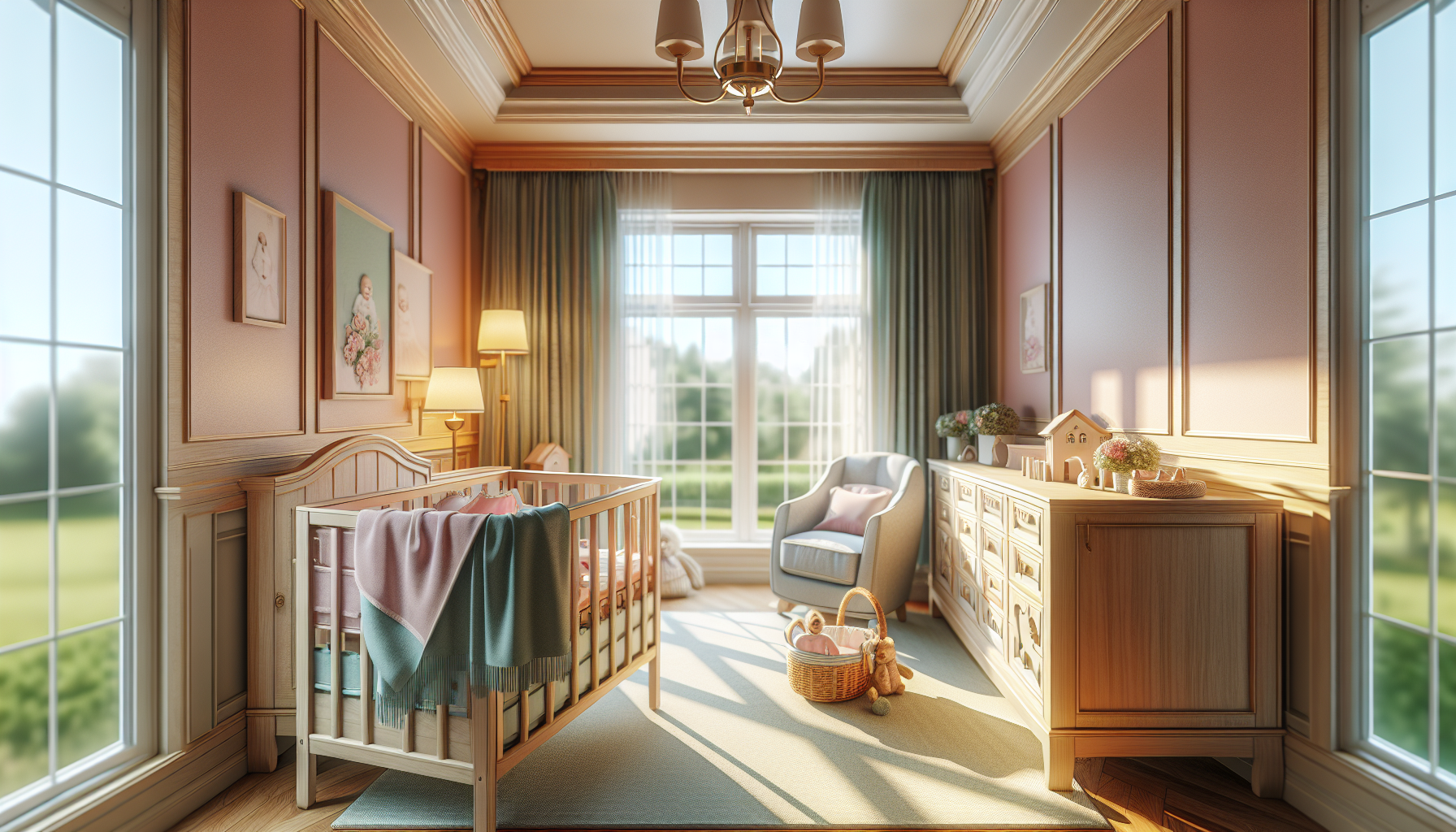 Colorful gender-neutral nursery with toys and decor