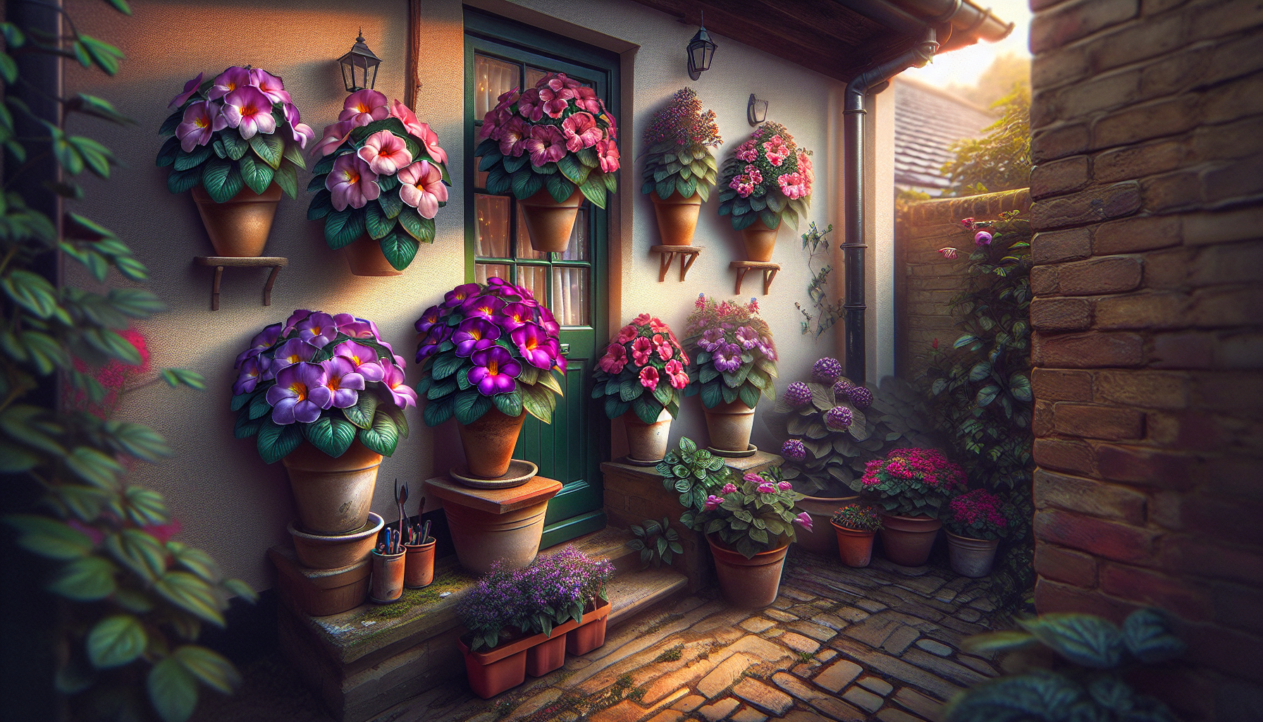 Beautiful gloxinia flowers in vibrant colors