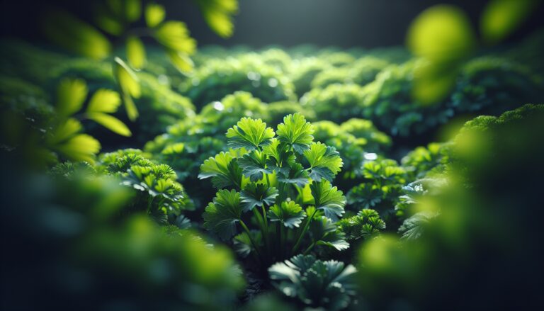 Young gardener planting parsley in a garden bed