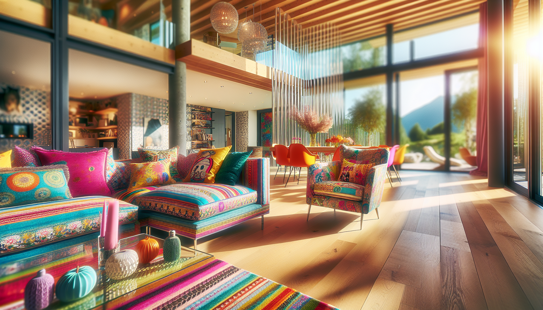 Colorful living room showcasing 2023 home design trends