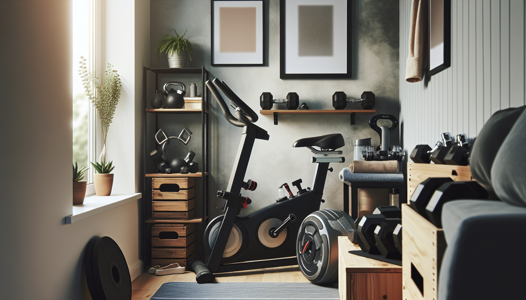 Esempio di home gym in uno spazio ridotto