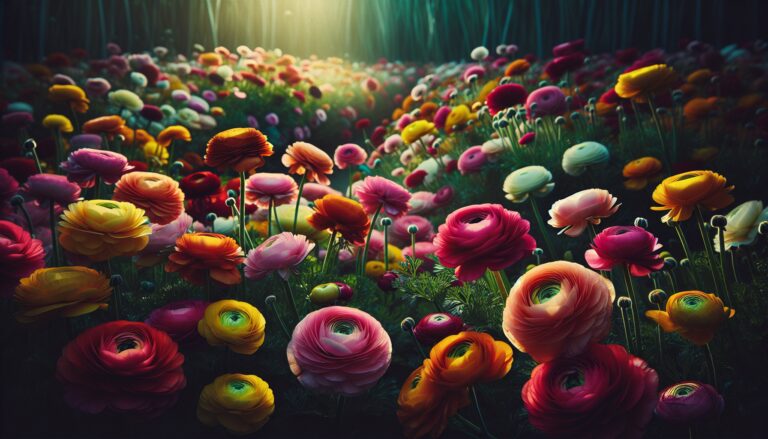 Vibrant ranunculus flowers in Joanna Gaines' garden