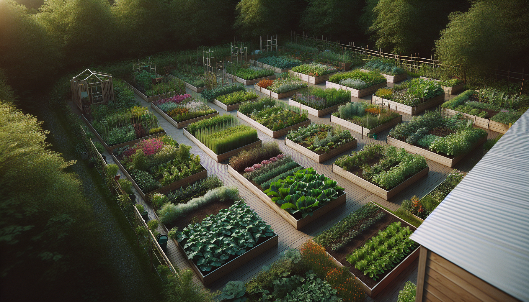 Keter Splendor raised garden beds in a vibrant garden