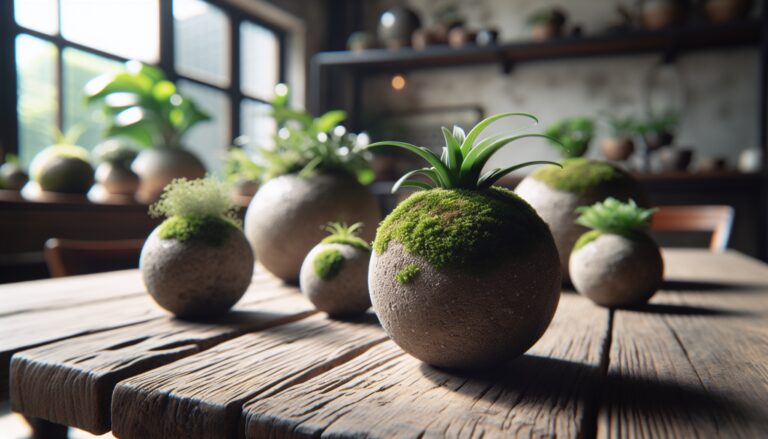 Beautiful kokedama arrangement for spring gardens
