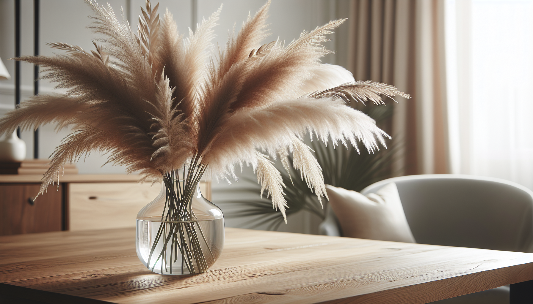 Elegant pampas grass arrangement in stylish interior