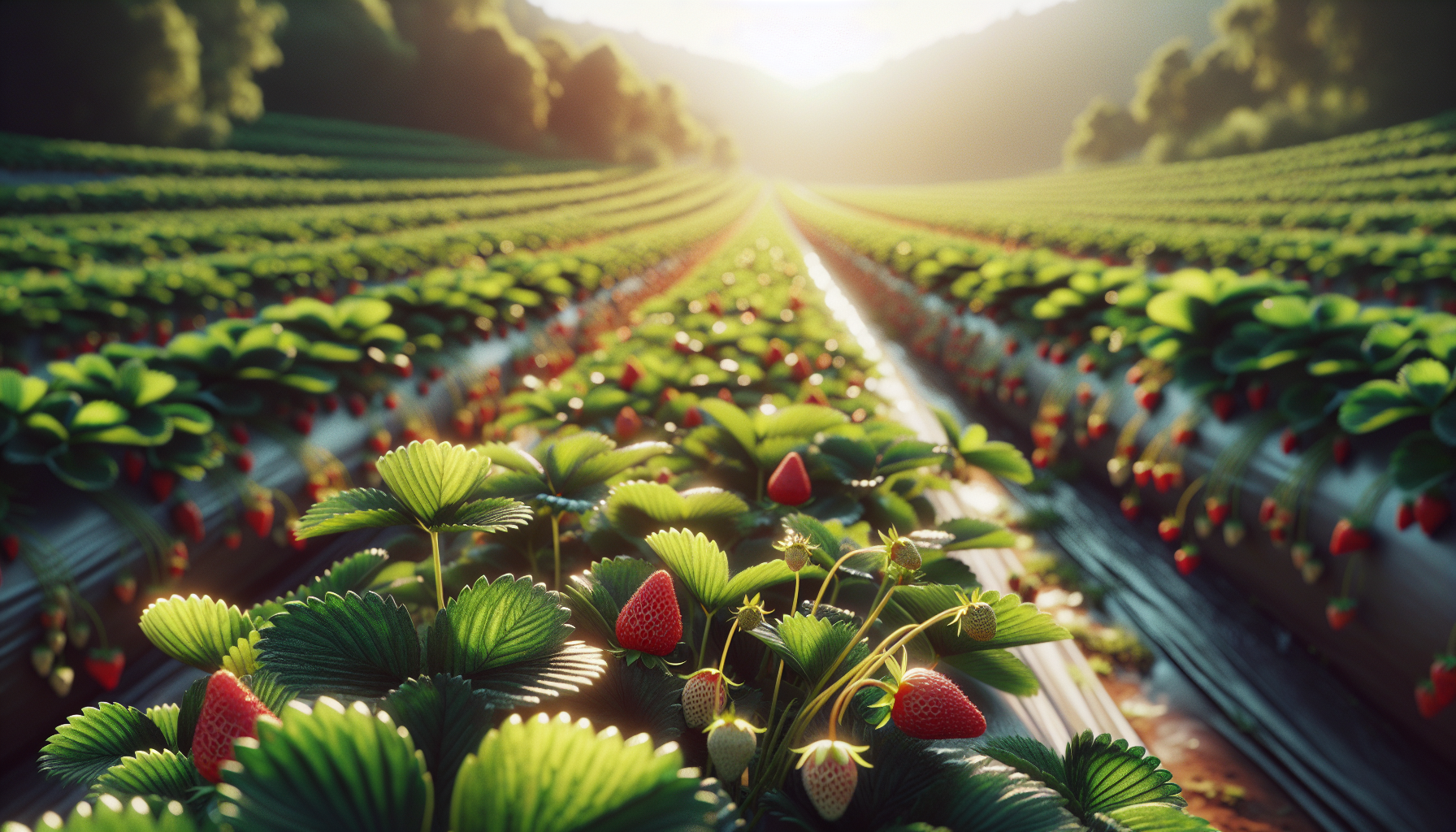 Strawberry plants in a garden ready for planting