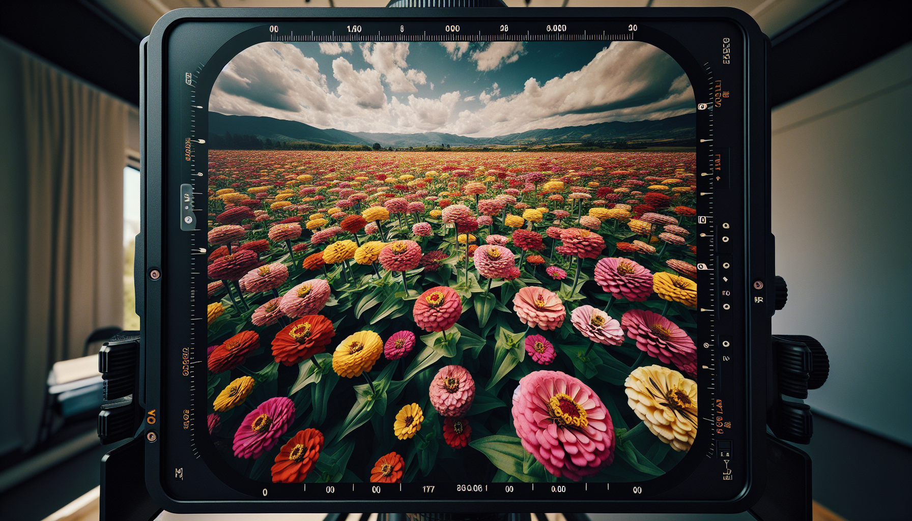 Colorful zinnia flowers blooming from planted seeds