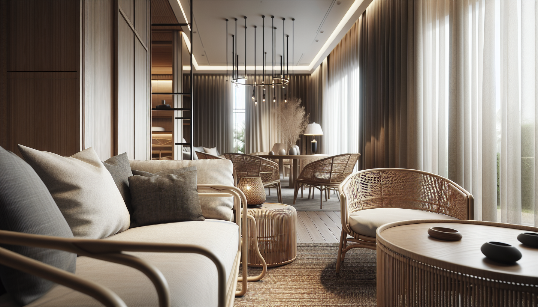 Elegant rattan decor enhancing modern home interiors