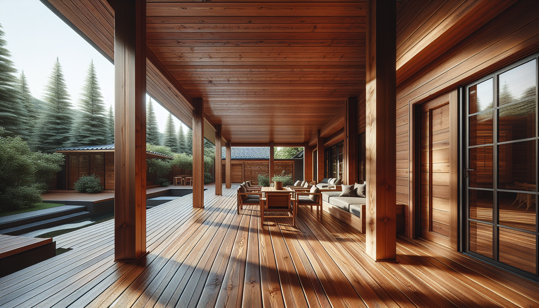 Outdoor space transformed with burnt hickory stain
