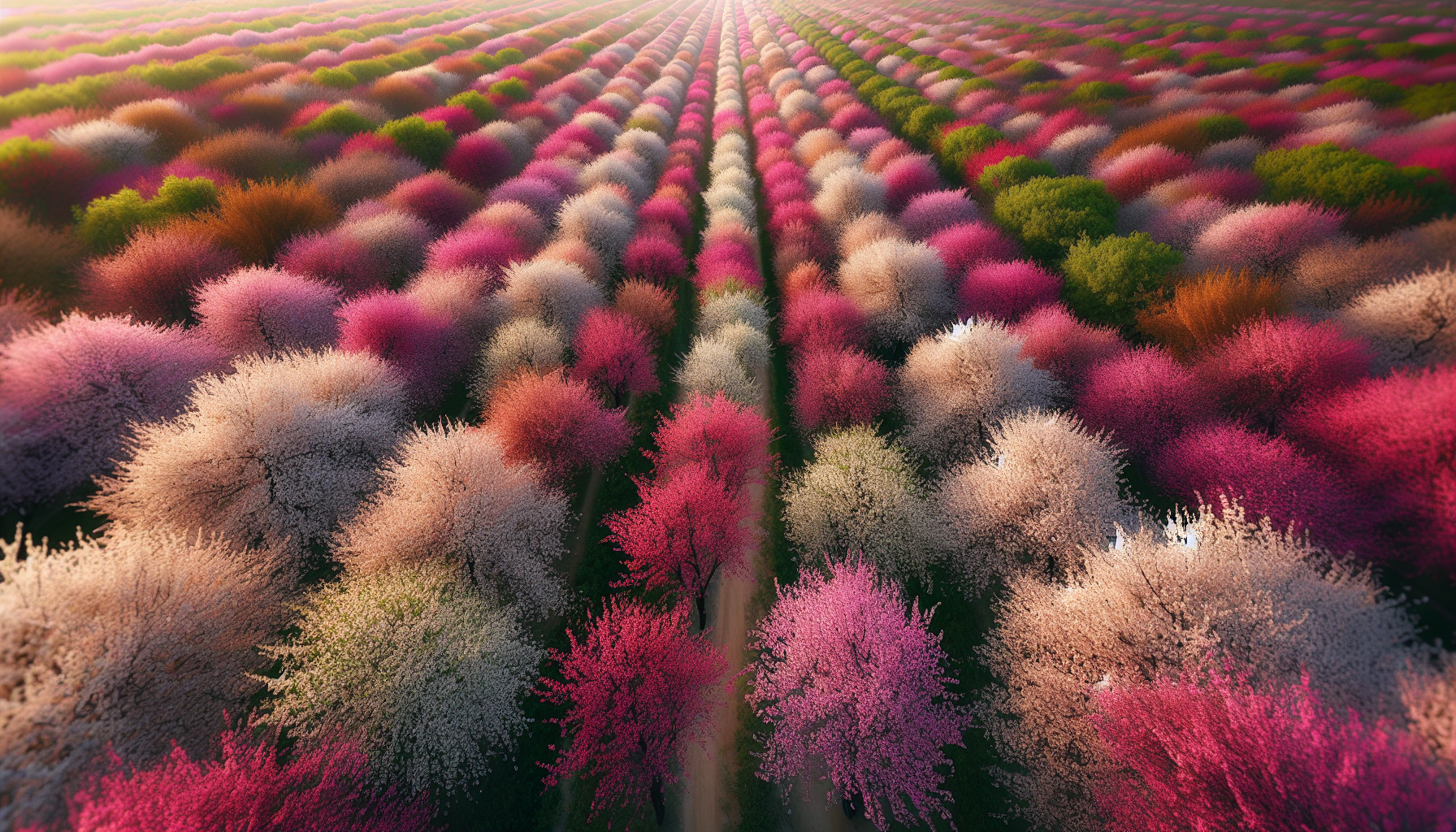 Beautiful flowering trees in full bloom