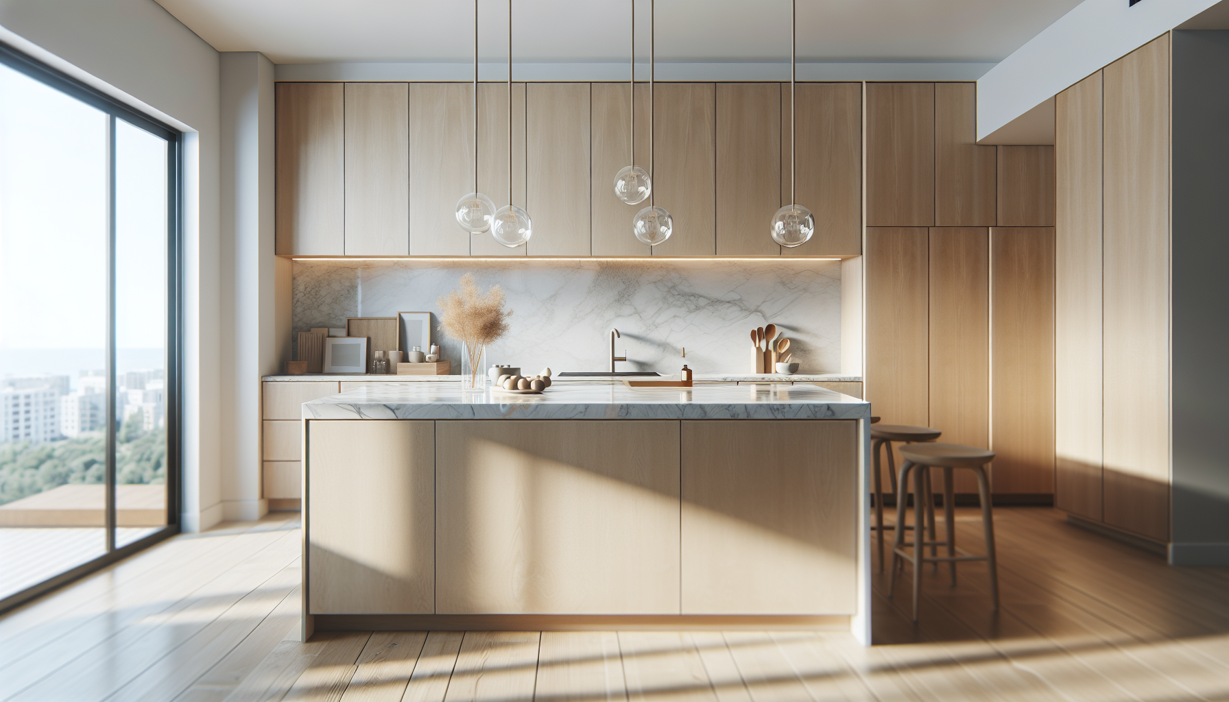 Modern kitchen with elegant lighting fixtures