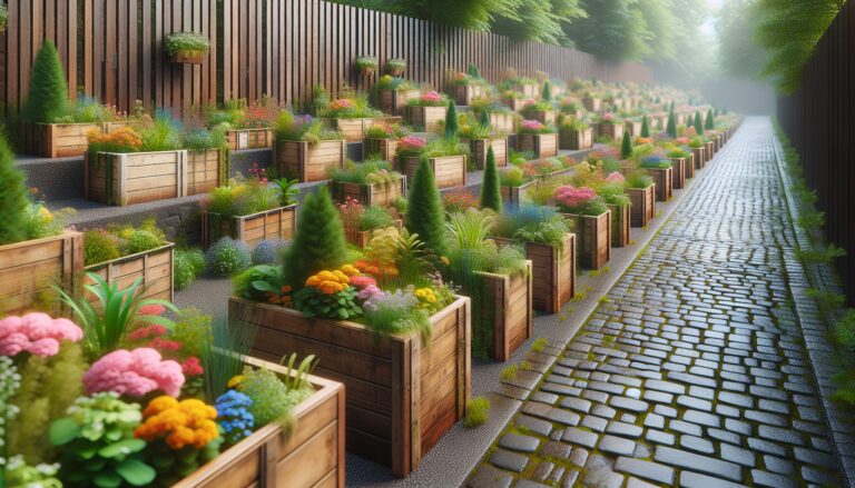 Elegant planter boxes enhancing a beautiful garden