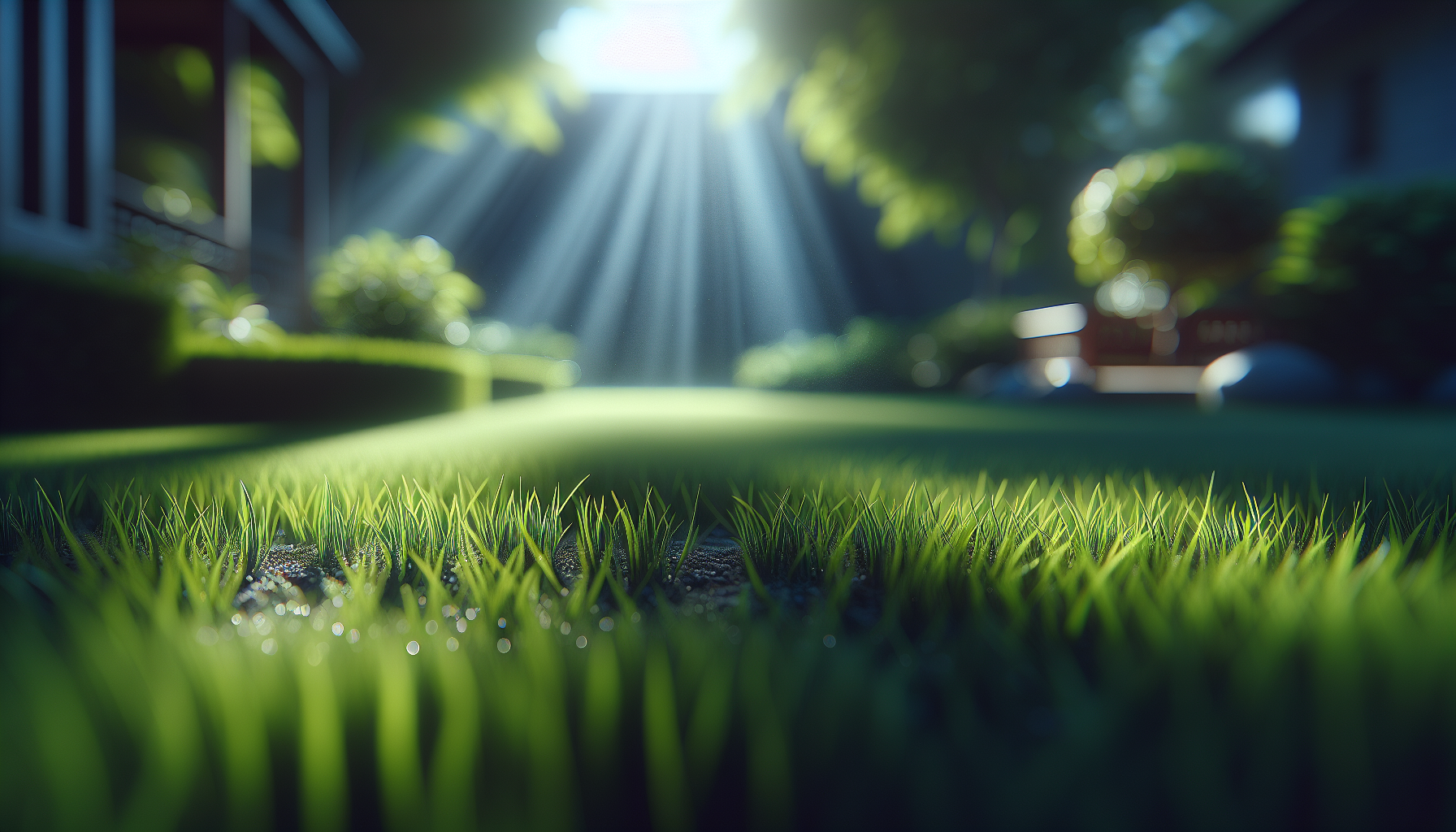 Lush green lawn with healthy grass seed growth