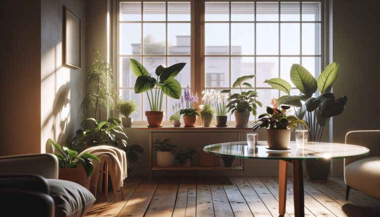 Beautiful houseplants thriving in east-facing sunlight