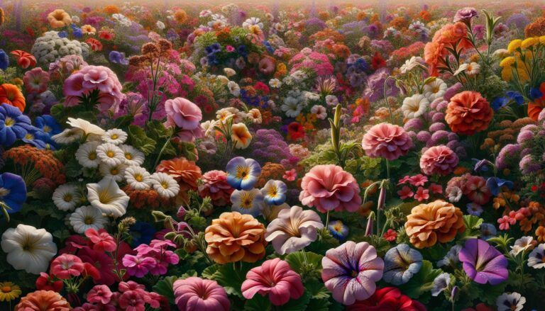 Colorful flowers in a summer garden setting