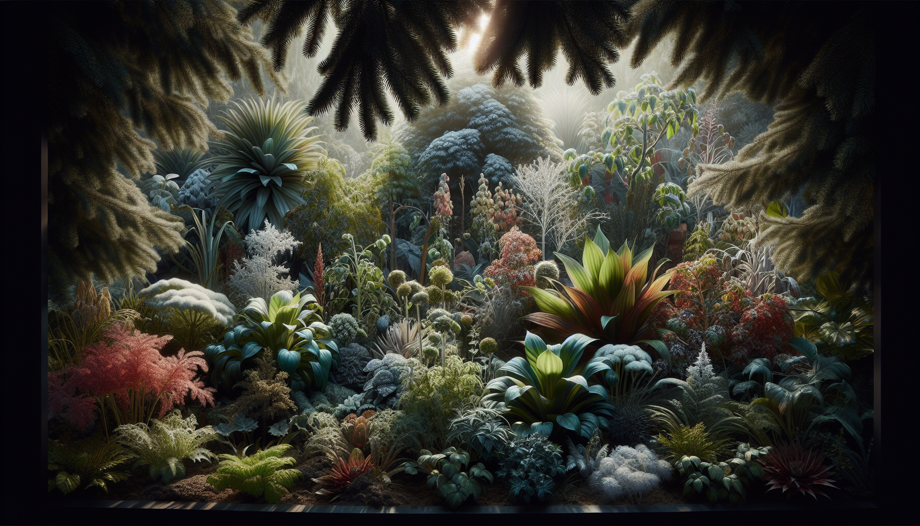 Colorful winter garden featuring hardy plants