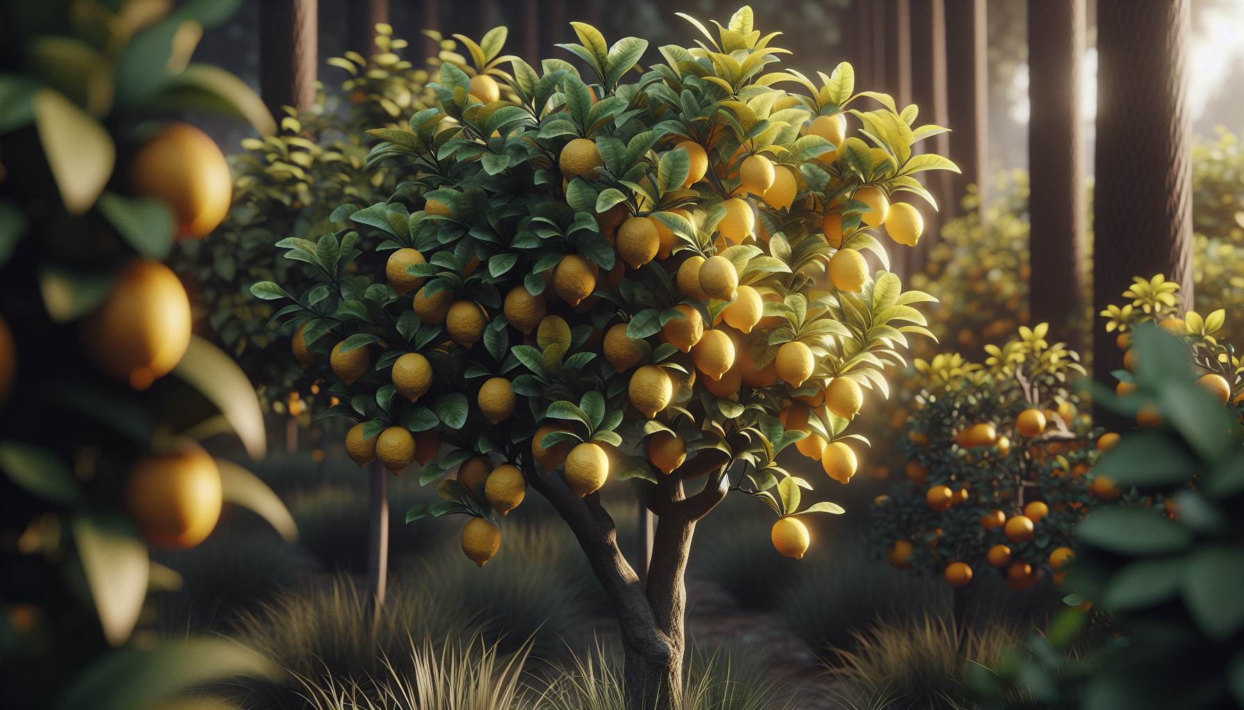 Citrus tree with yellowing leaves indicating health issues