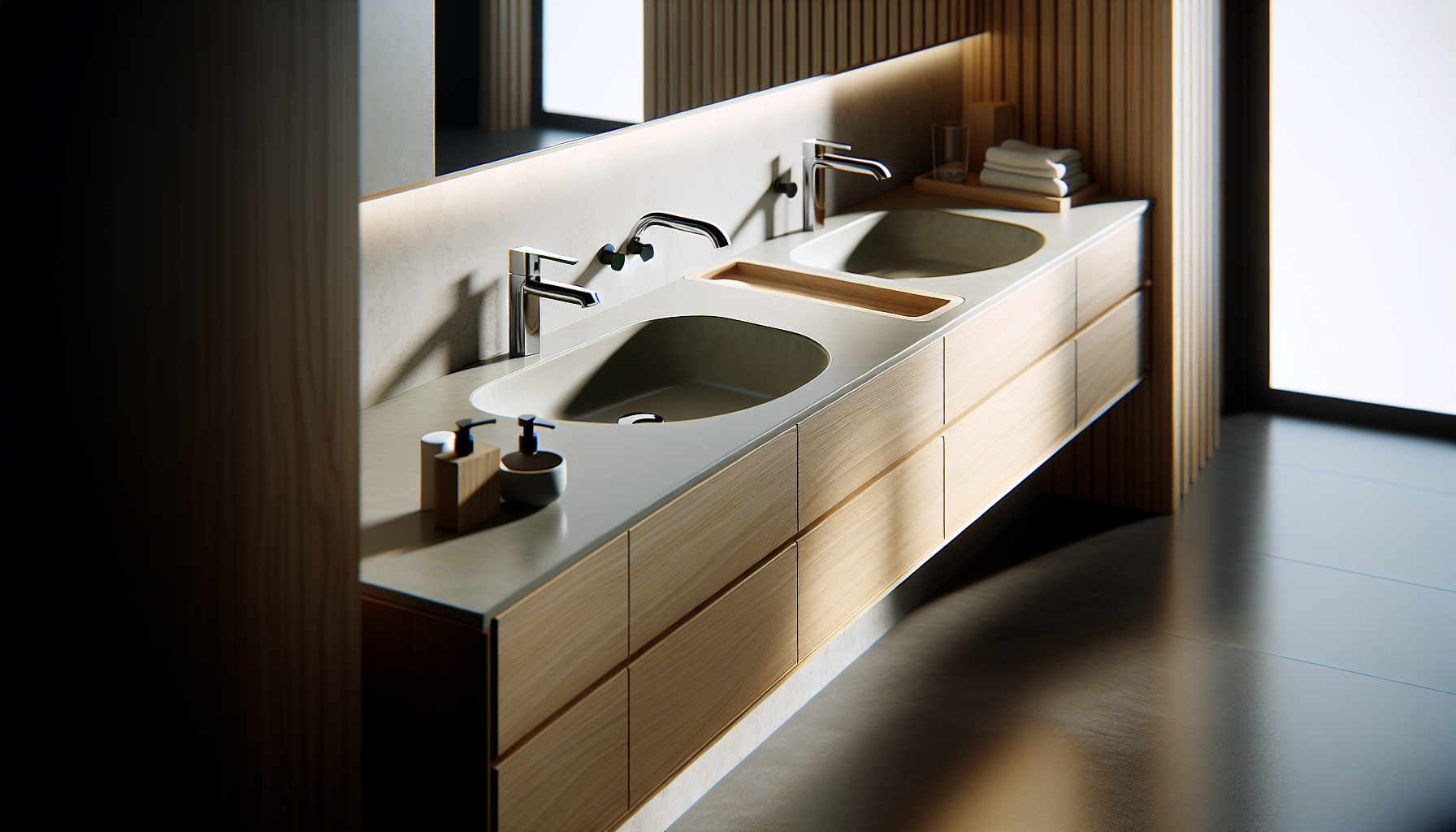 Elegante doppio lavabo in un bagno moderno