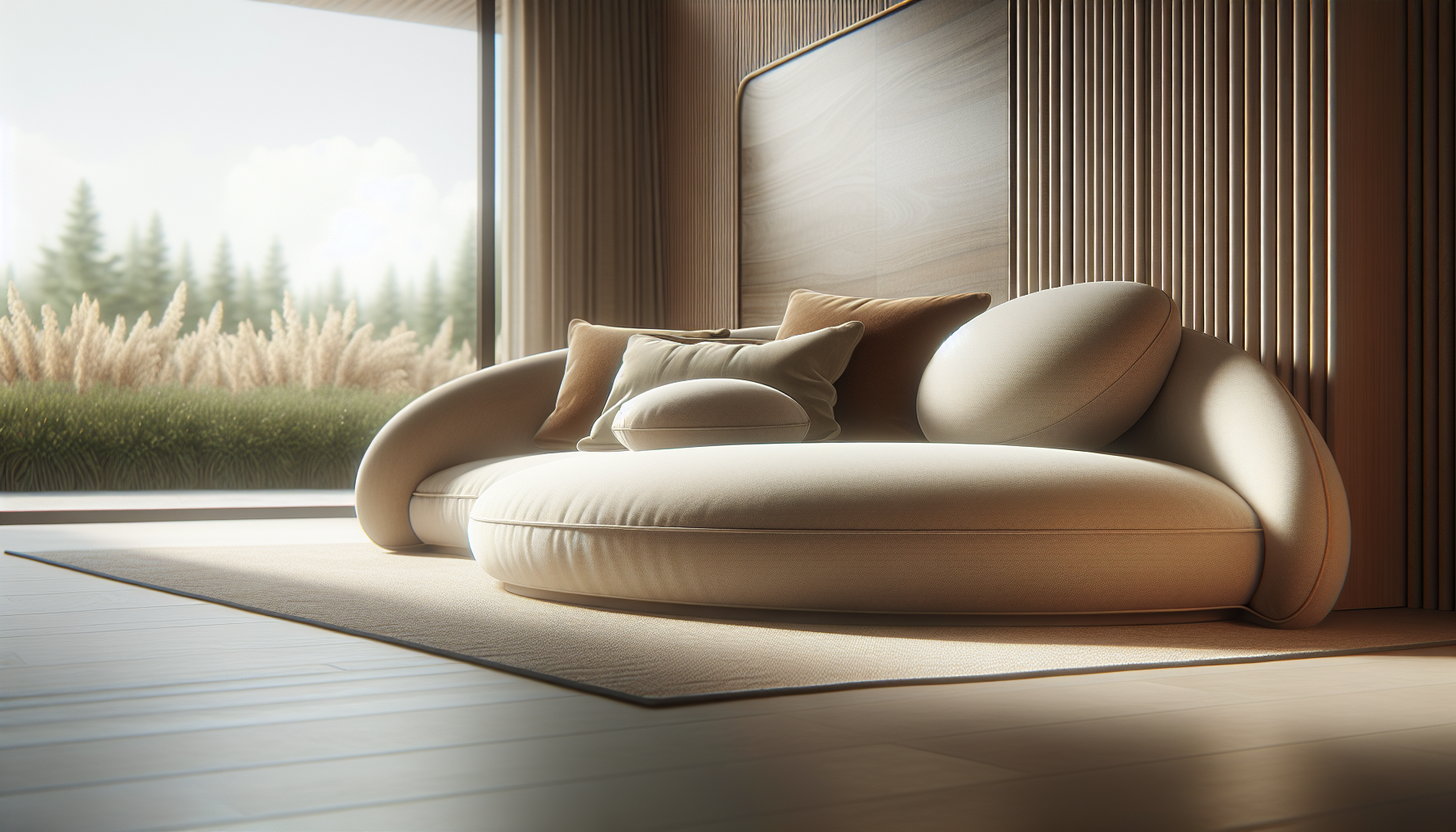 Stylish rounded furniture enhancing modern interior design