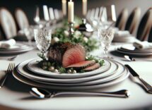 Delicious slow-roasted beef served at a dinner party