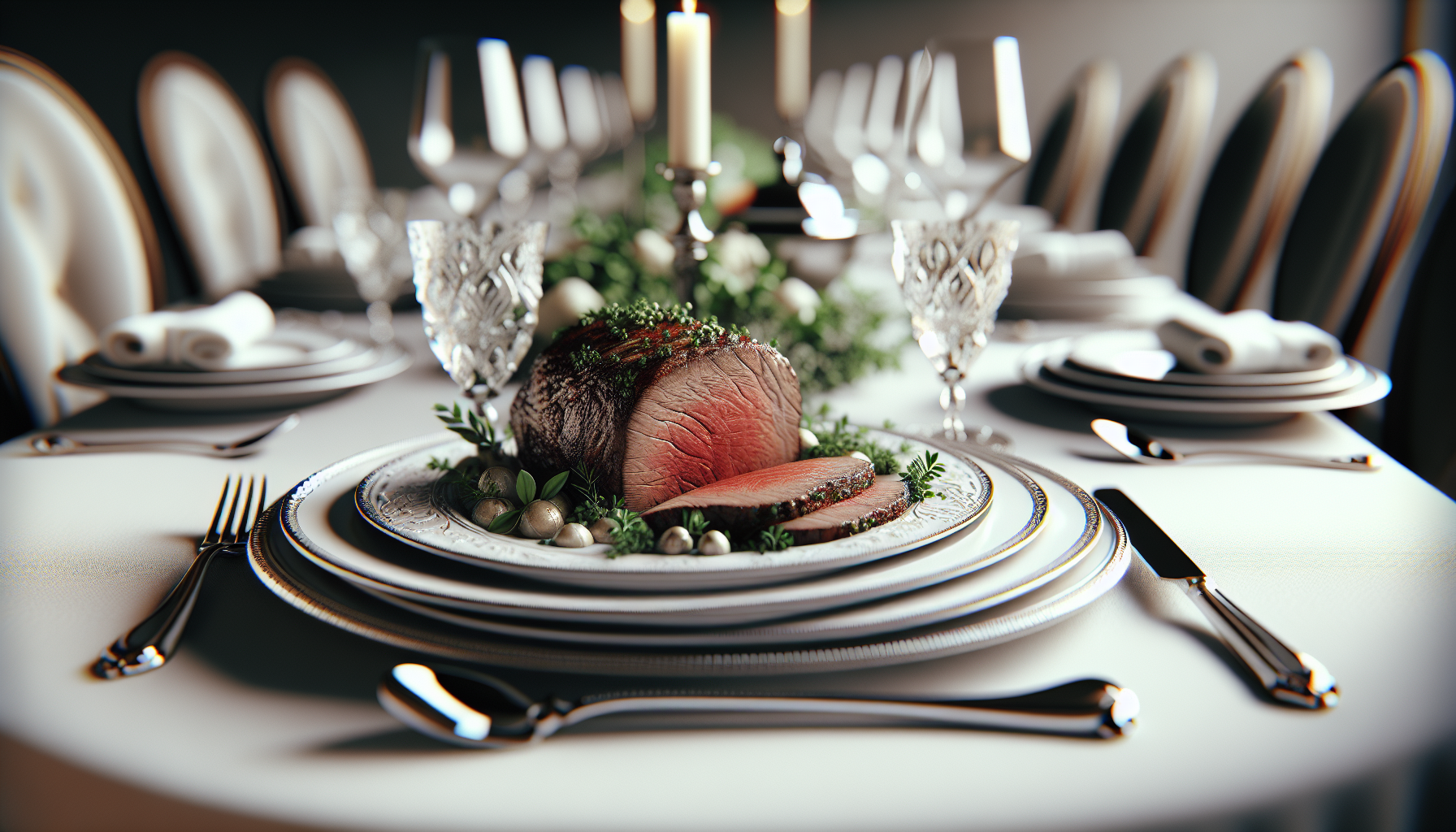Delicious slow-roasted beef served at a dinner party