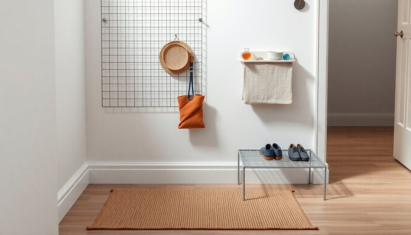 affordable entryway organization with ikea grejig wire grid 1774535211