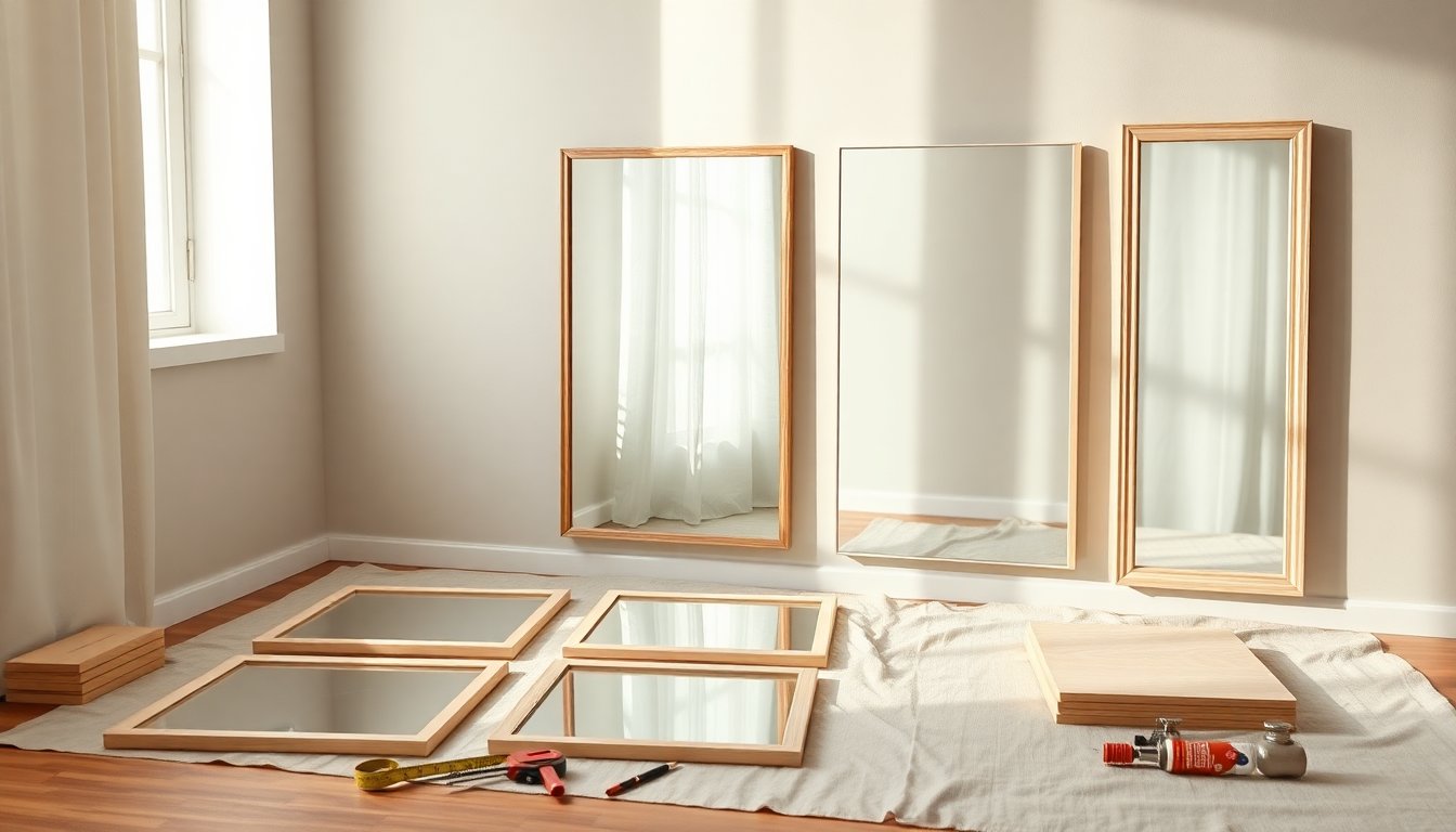DIY mirrored gallery wall using IKEA BLODLÖNN mirrors