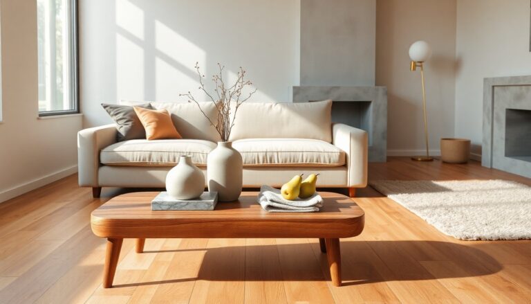 How to furnish a modern home with coherent surfaces and warm details